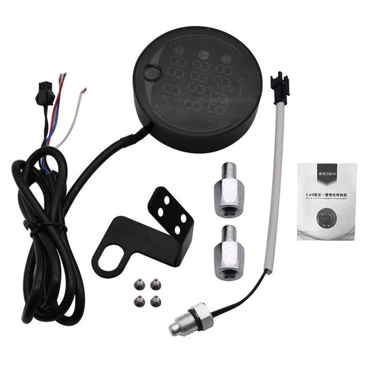 Digital Motorcycle Electronic Clock DC 9V-24V Digital Time Clock + Water Thermometer +Voltage Voltmeter Motorcycle Time Clock