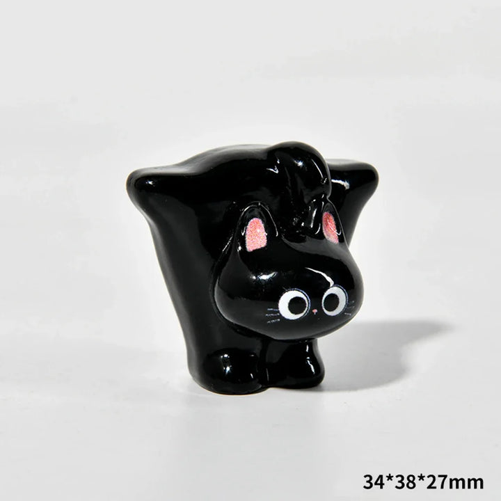Estatueta de gatos de resina de desenho animado, mini gatinho,  ornamentos para casa, criativo, desktop, carro, montado,