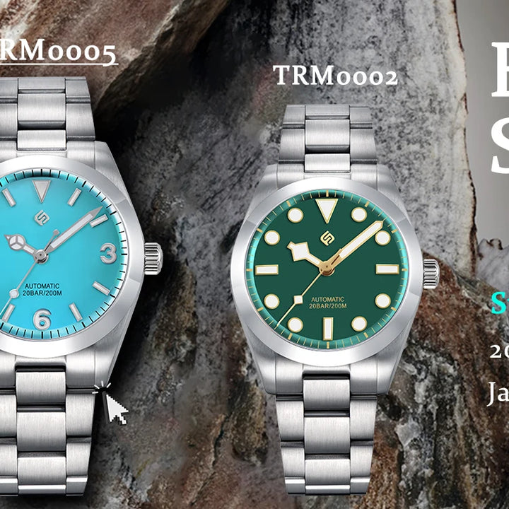 TERAMI New Mechanical Watches for Men NH35 Japan Movement Classic Sapphire Mirror 316L Stainless 200M Waterproof Automatic Clock