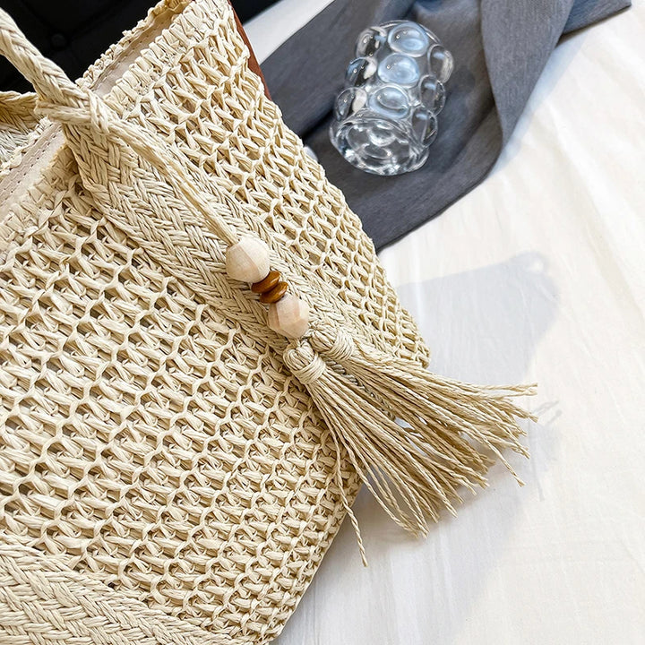 Summer Straw Bag Women Large Capacity  Shoulder Messenger Bags Handmade Woven Handbag Bohemia Vacation Rattan Beach Purse 2024