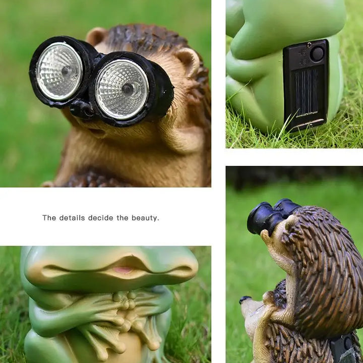 Resin Solar Animals Statue Sculpture Garden Decor Light Cute Ornaments Garden Art Decoration Outdoor Front Porch Patio Yard Home