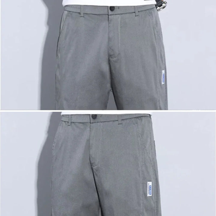 Men Fashion High Light Luxury Casual Suit Pants Male Loose Straight Look Taller Blazer Pants Ankle Length Cropped Trousers