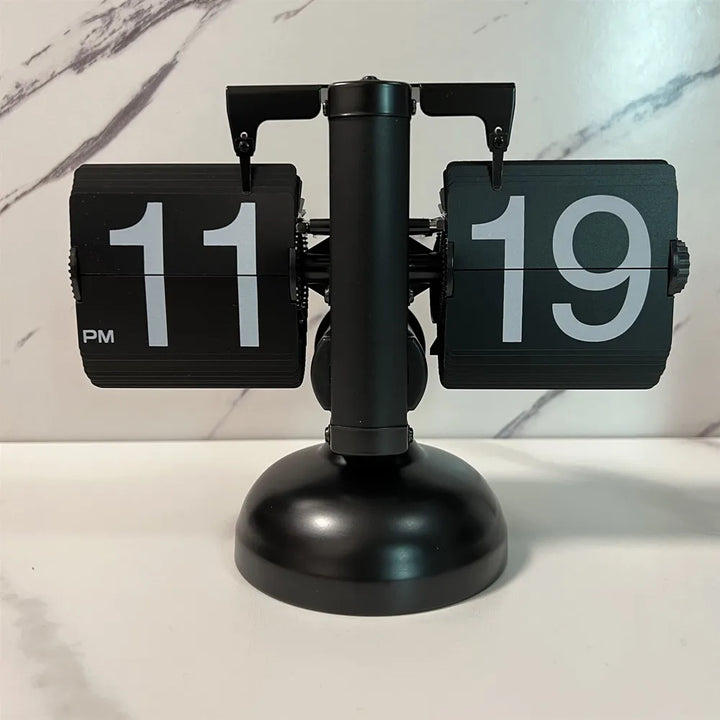 Table Clock Mechanical Automatic Page Turning Clock Retro Decoration Living Room Bedroom Office Desktop Decoration