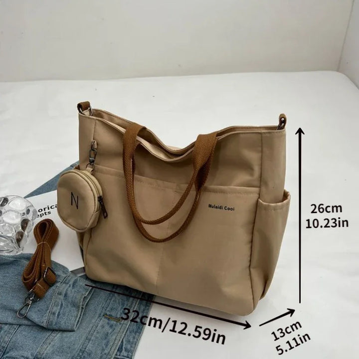 Bolsa mensageiro à prova d'água feminina, bolsa de ombro de nylon para estudantes