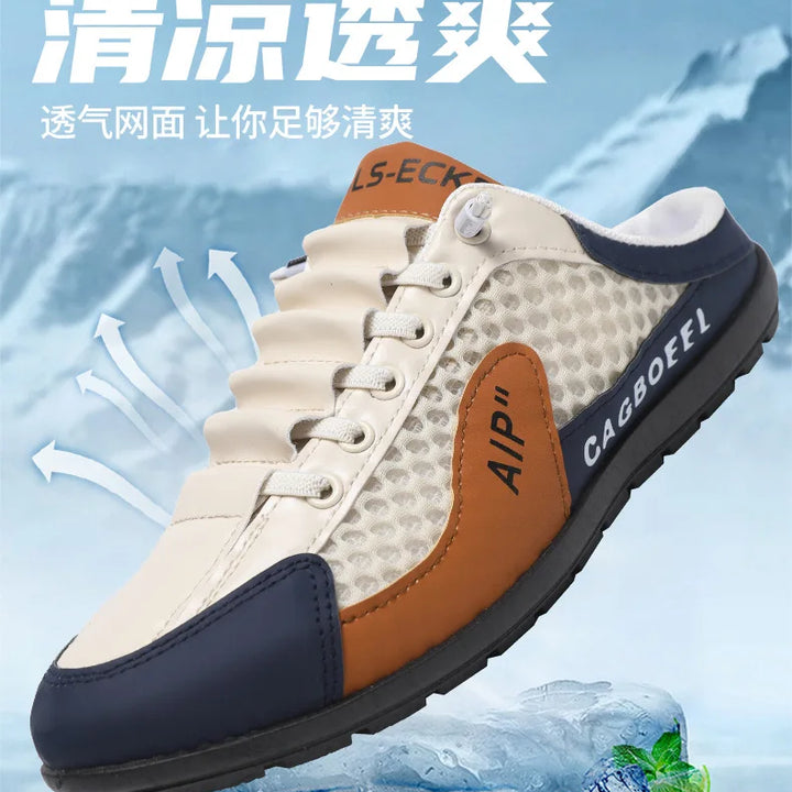 Men's Fashion Soft-soled Half Slippers Men Summer Trendy Bottom Casual Shoes Breathable Slip-on Shoes Sneakers Zapatos De Hombre