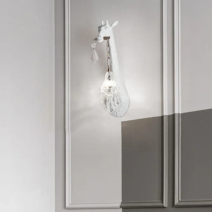 SANDYHA Giraffe Resin Led Wall Lamp for Bedroom Bedside Living Room Lamp Designer Luxury Crystal Aisle Light Home Decor Fixtures