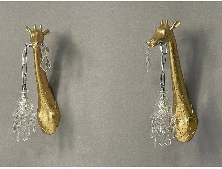 SANDYHA Giraffe Resin Led Wall Lamp for Bedroom Bedside Living Room Lamp Designer Luxury Crystal Aisle Light Home Decor Fixtures