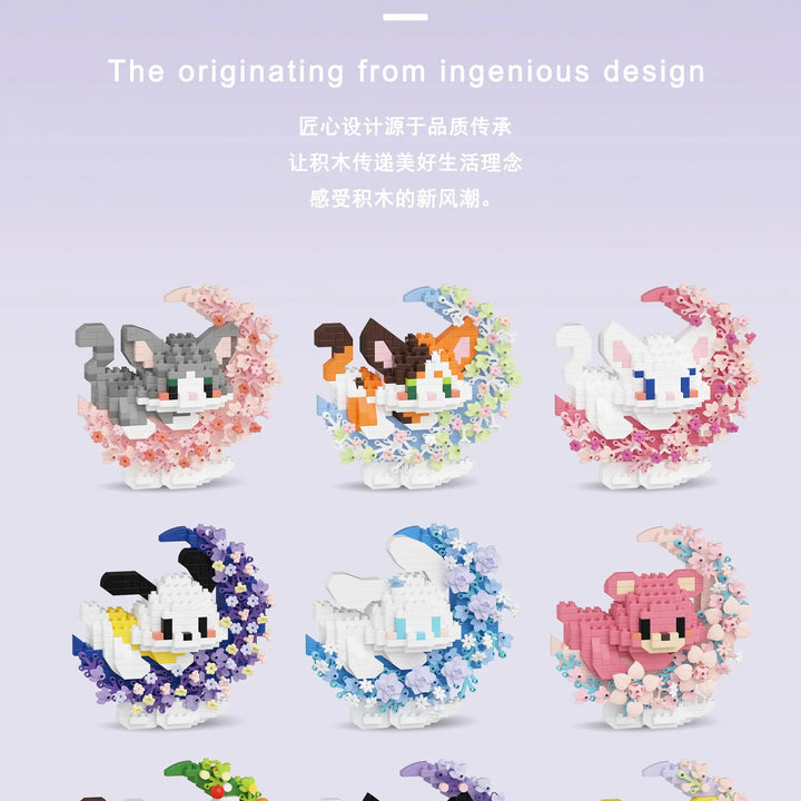 Mini Dog Cat panda raccoon Cute Pet Small Building Block Model Series Ornaments Children's Toy Christmas Birthday Gifts for Kids