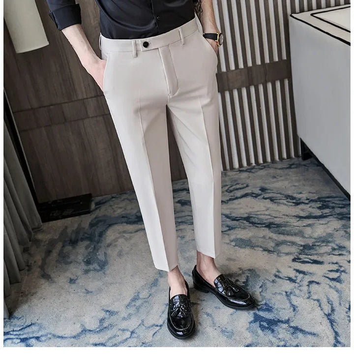 Fashionable Cropped Pants For Men Casual Trendy Spring Autumn New Arrival Small Trousers Draped No Ironing Cone Shaped Pants