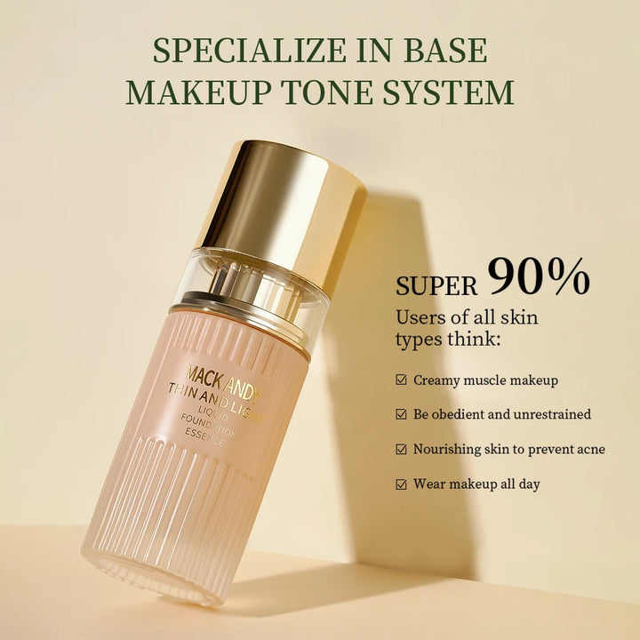 MACKANDY Serum Liquid Foundation Long-lasting Makeup, Full Coverage with Matte Finish, Radiant Formula for All Skin Types Vegan