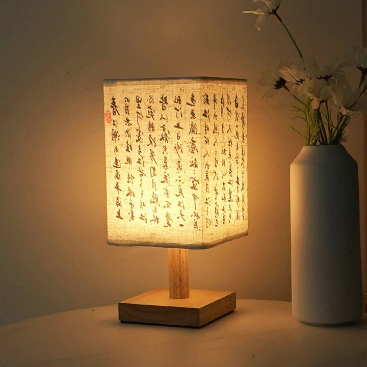 LED Square Decoration Table Lamps Simple Chinese Style Dimmable USB Plug Night Light Fabric Lampshade Bedroom Bedside Lights