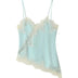 Women's Chic V-neck Lace Spliced Slim Top Sleeveless Backless Hollow out Asymmetrical Hem Sexy Sling Top