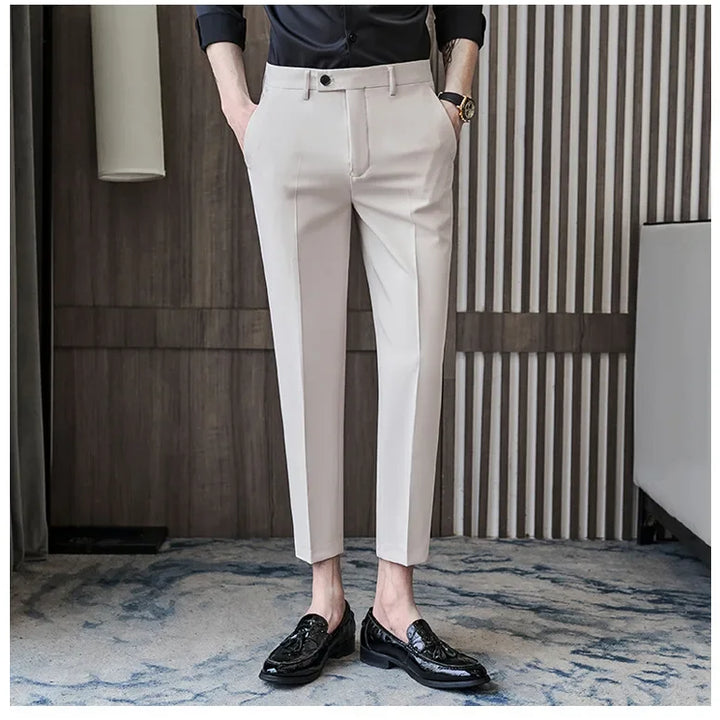 Fashionable Cropped Pants For Men Casual Trendy Spring Autumn New Arrival Small Trousers Draped No Ironing Cone Shaped Pants