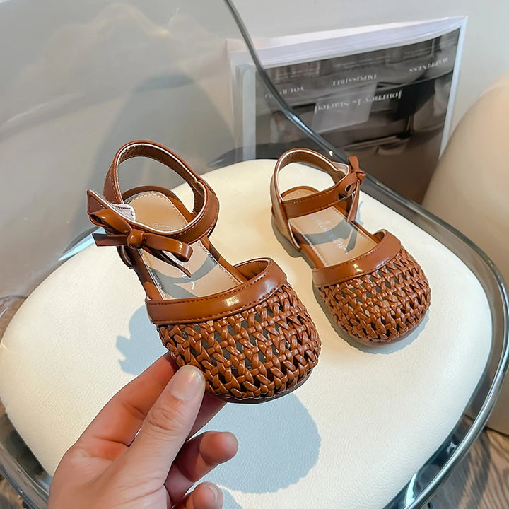 Sandálias Sandals for Girls Sweet Bowtie Baby Shoes Hollow Out Non-slip Sandals for Toddlers Children Soft Sole Kids Shoesصنادل