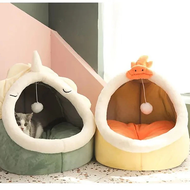 Pet Tent Cave Bed for Cats Small Dogs Self-Warming Cat Tent Bed Cat Hut Comfortable Pet Sleeping Bed Foldable Removable Washable