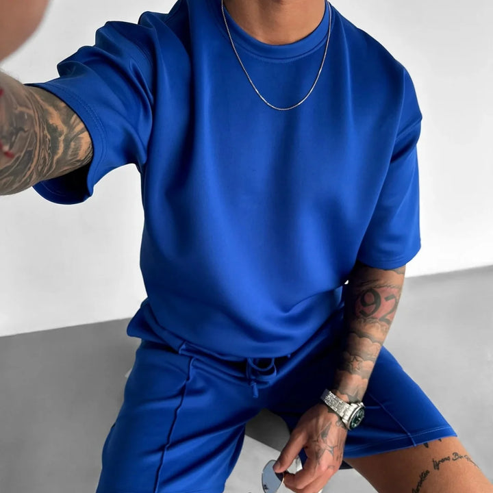 Men 2025 summer fashion sports design sense simple casual solid color quick drying short-sleeved T-shirt trend clothes