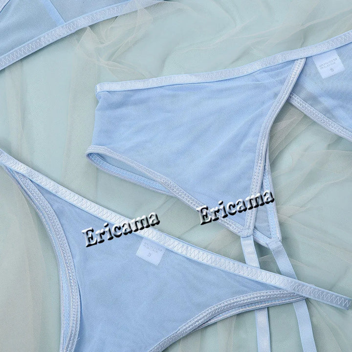 Lingerie set For Women Lace Garter Lingerie Set With Choker Women Intimates Erotic Underwire Bra And Thongs Ladies Underwear Set
