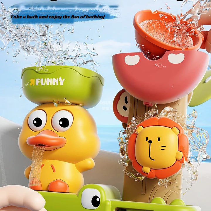 2025 Baby Bath Toy Play Water in Duck/Flower Shape Lion Waterwheel Children Fun in Shower Bathtub with Suction Cup in Kid Gift