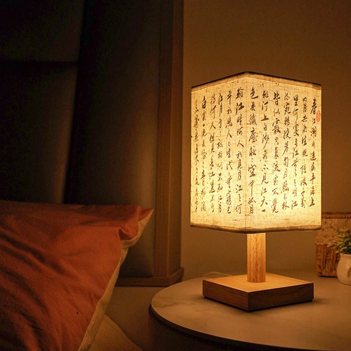 LED Square Decoration Table Lamps Simple Chinese Style Dimmable USB Plug Night Light Fabric Lampshade Bedroom Bedside Lights