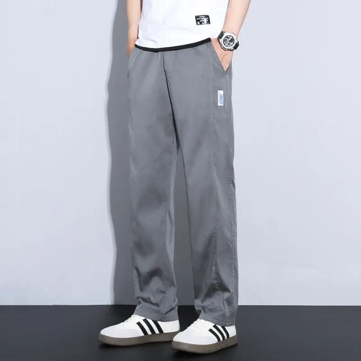 Men Fashion High Light Luxury Casual Suit Pants Male Loose Straight Look Taller Blazer Pants Ankle Length Cropped Trousers
