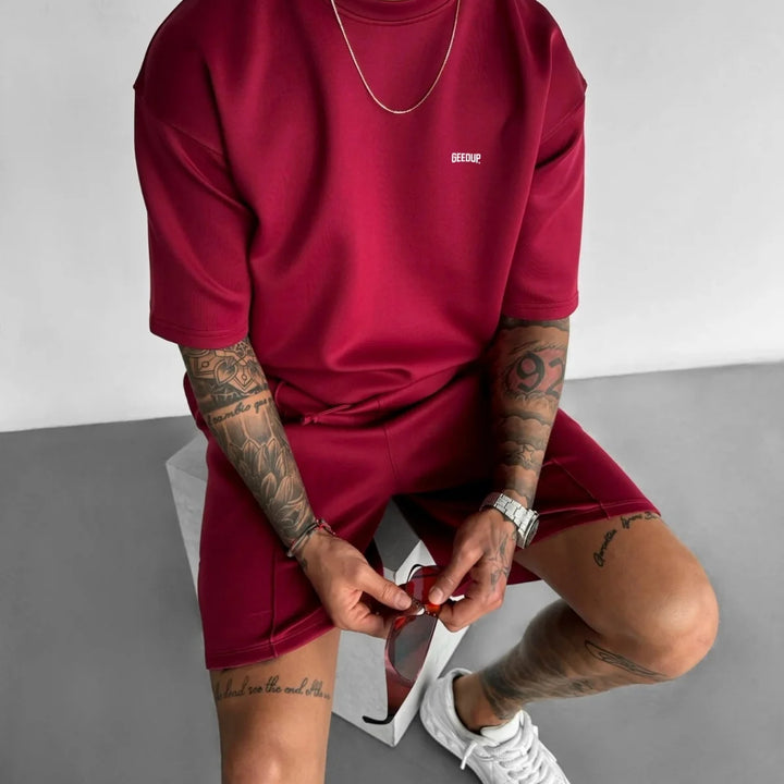 Men 2025 summer fashion sports design sense simple casual solid color quick drying short-sleeved T-shirt trend clothes
