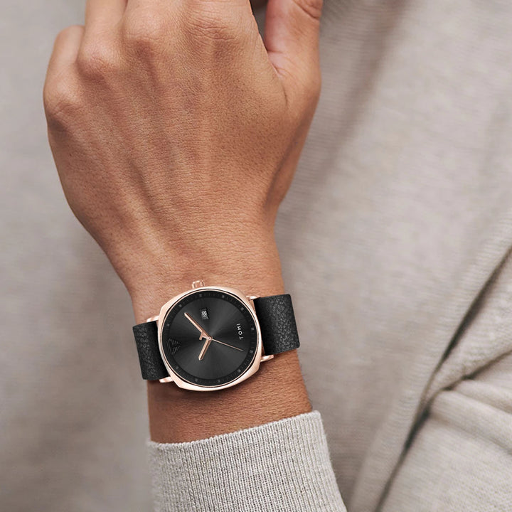 TOMI Men's Watch Minimalist Fashion Sports Watch Calendar Leather Casual Quartz Watch