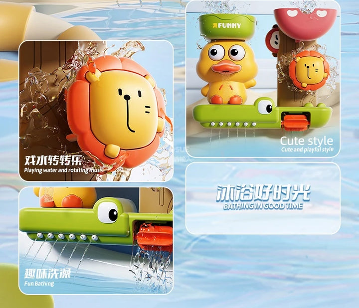 2025 Baby Bath Toy Play Water in Duck/Flower Shape Lion Waterwheel Children Fun in Shower Bathtub with Suction Cup in Kid Gift