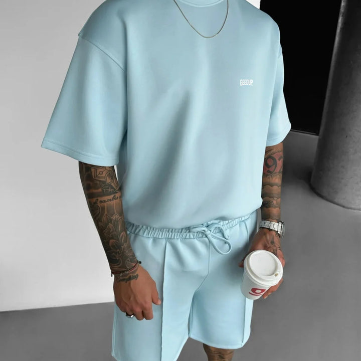 Men 2025 summer fashion sports design sense simple casual solid color quick drying short-sleeved T-shirt trend clothes