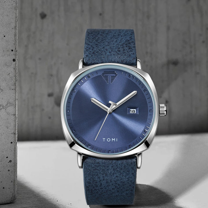 TOMI Men's Watch Minimalist Fashion Sports Watch Calendar Leather Casual Quartz Watch