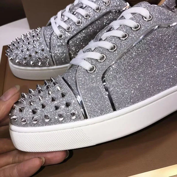 mens fashion punk hip hop dress rivets shoes natural leather studded shoe flats platform sneakers brand designer footwear mans