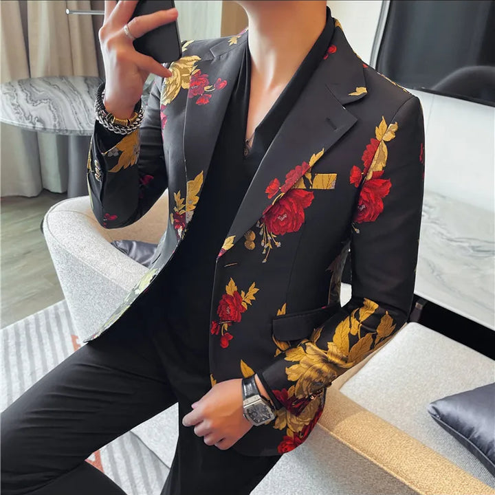 Men's suit jacket is fashionable, cool and versatile. It is a business casual and trendy embroidered suit jacket and suit jacket