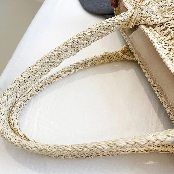 Summer Straw Bag Women Large Capacity  Shoulder Messenger Bags Handmade Woven Handbag Bohemia Vacation Rattan Beach Purse 2024