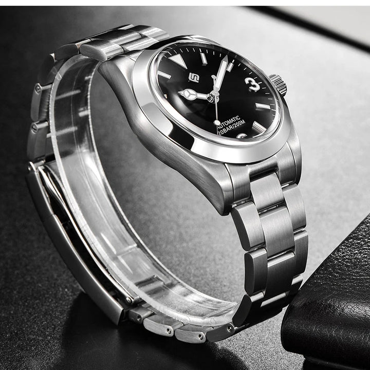 TERAMI New Mechanical Watches for Men NH35 Japan Movement Classic Sapphire Mirror 316L Stainless 200M Waterproof Automatic Clock