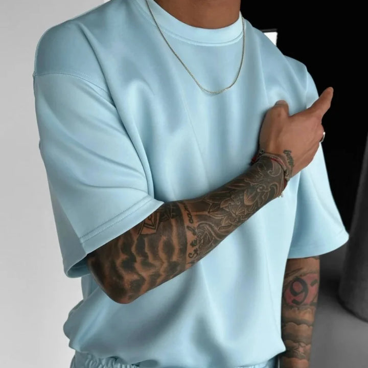 Men 2025 summer fashion sports design sense simple casual solid color quick drying short-sleeved T-shirt trend clothes
