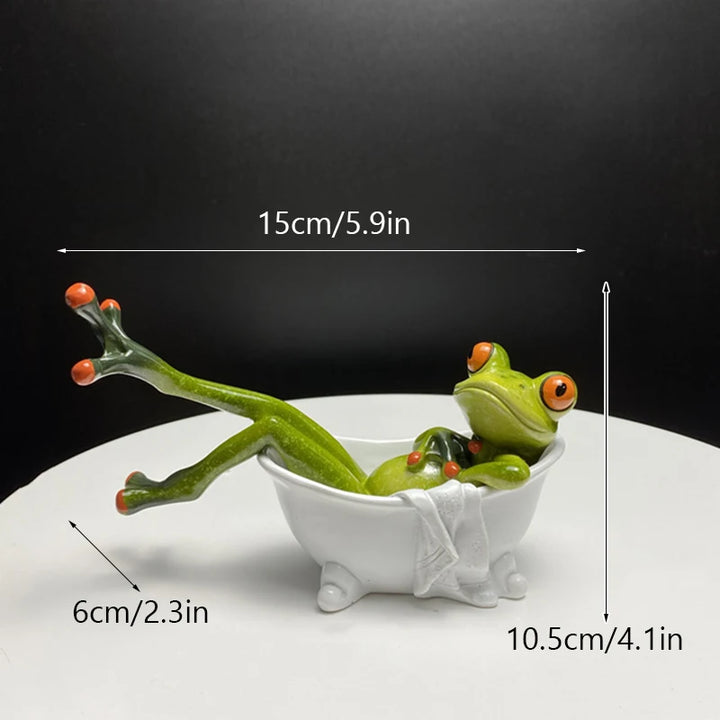 SAAKAR Resin Funny Frog Figurines for Interior Home Bathroom Interior Decoration Accessories Personalized Gift Object Collection