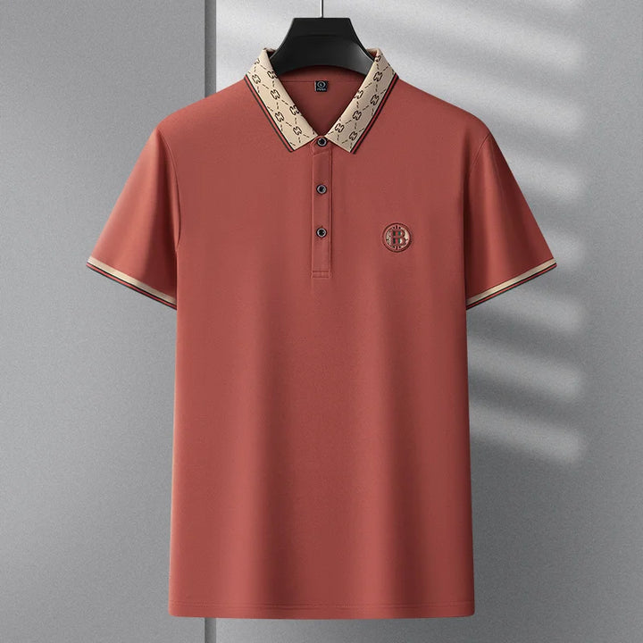 Men's Fashion 2025 Short sleeved Summer Polo Shirt High end Design Exquisite Ice Silk Embroidered Breathable T-shirt