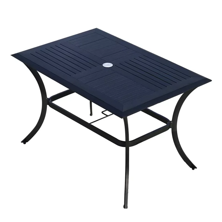 New Square Backyard Table 120cm Outdoor Table Rectangular Wood-plastic Patio Dining Table Metal Iron Modern Furniture