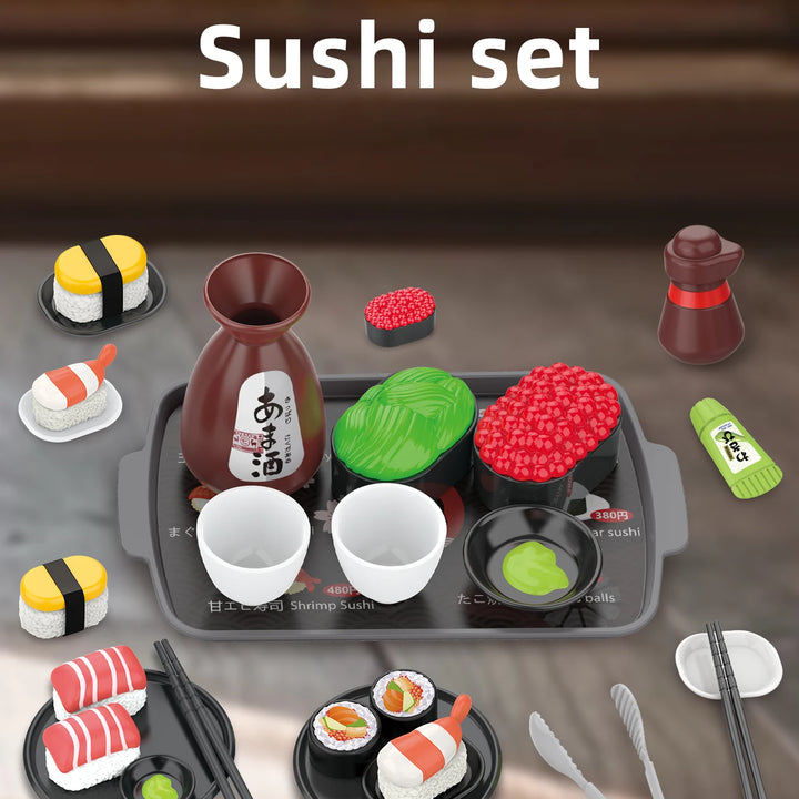 Children's toys: Pretend play, barbecue, fast food, pizza, sushi, afternoon tea, desserts, kitchen food, toy sets