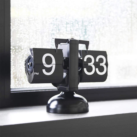 Table Clock Mechanical Automatic Page Turning Clock Retro Decoration Living Room Bedroom Office Desktop Decoration