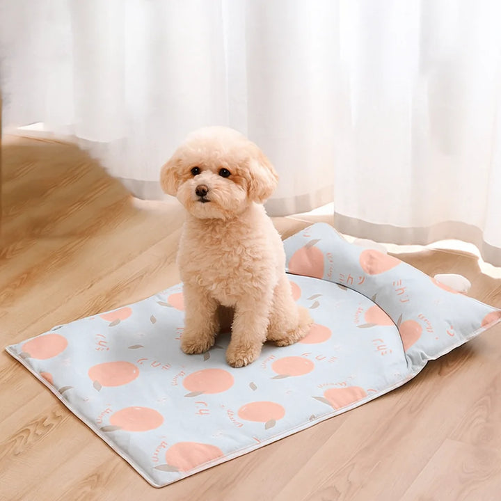 Cute Cartoon Pattern Cooling Pet Mat Ice Silk Breathable Anti-Slip Pet Pad Washable Scratch Resistant Dog Mat Summer Use