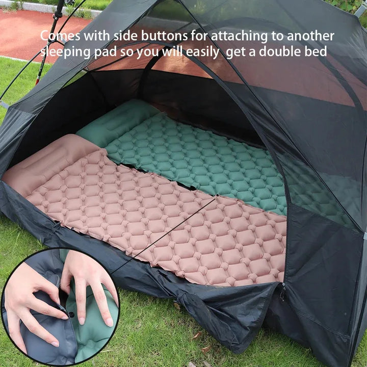 TPU Inflatable Camping Mat With Pillow Cushion, Outdoor Travel Sleeping Mat, Hiking And Mountaineering Self Inflating Mattress