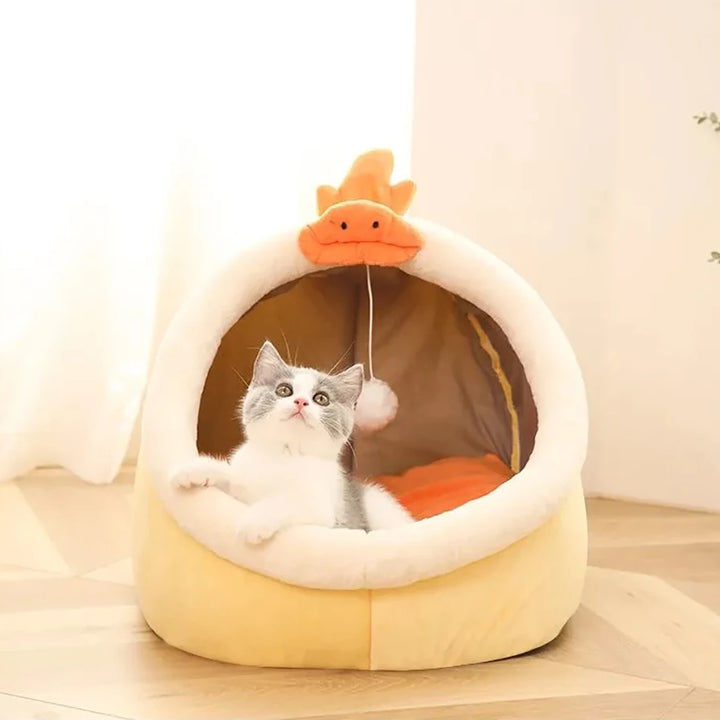 Pet Tent Cave Bed for Cats Small Dogs Self-Warming Cat Tent Bed Cat Hut Comfortable Pet Sleeping Bed Foldable Removable Washable
