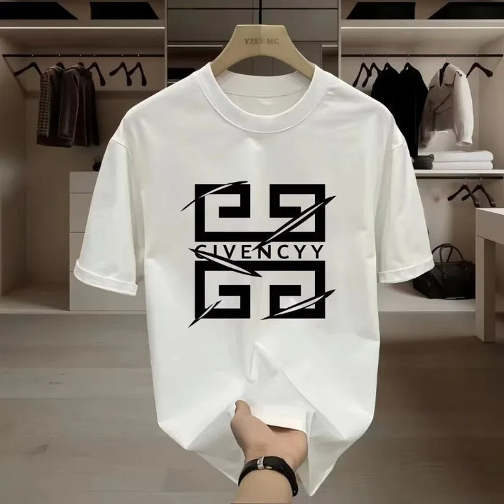 Men's 2025 Summer Fashion Funny Printed T-Shirts Beach Breathable Funny Clothing Oversize Casual Cotton Tops Mans Short Sleeve