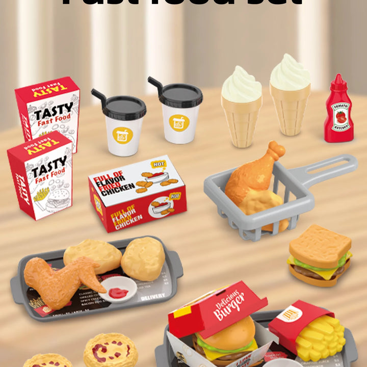 Children's toys: Pretend play, barbecue, fast food, pizza, sushi, afternoon tea, desserts, kitchen food, toy sets