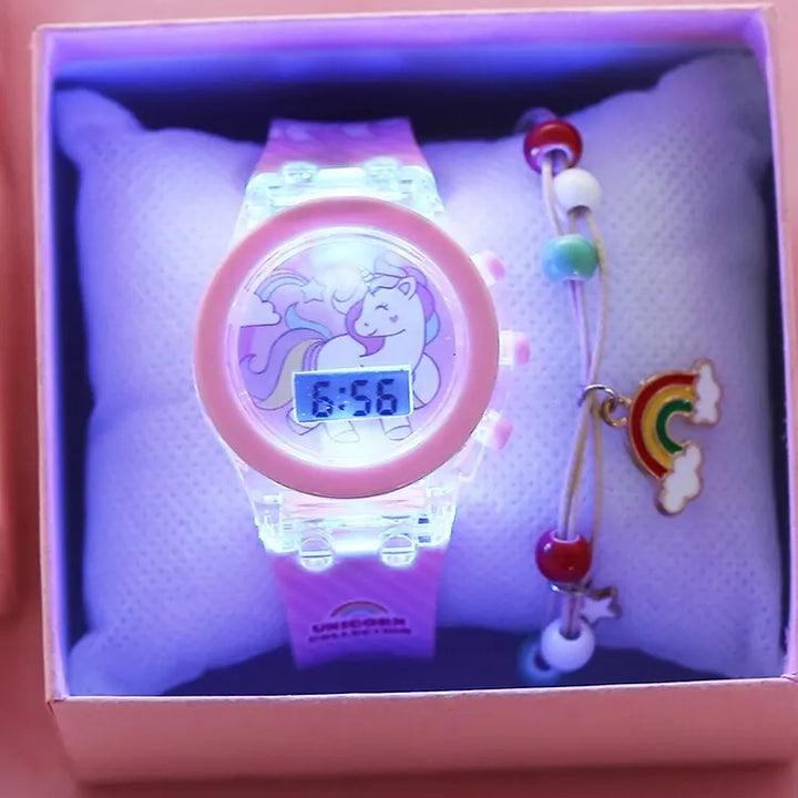 Kid's Luminous Alarm Clock Electronic Multi-function Color Leisure Sports Electronic Watch Student Watch Send Bracelet