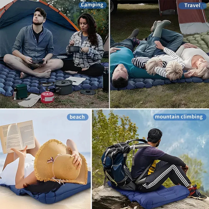TPU Inflatable Camping Mat With Pillow Cushion, Outdoor Travel Sleeping Mat, Hiking And Mountaineering Self Inflating Mattress