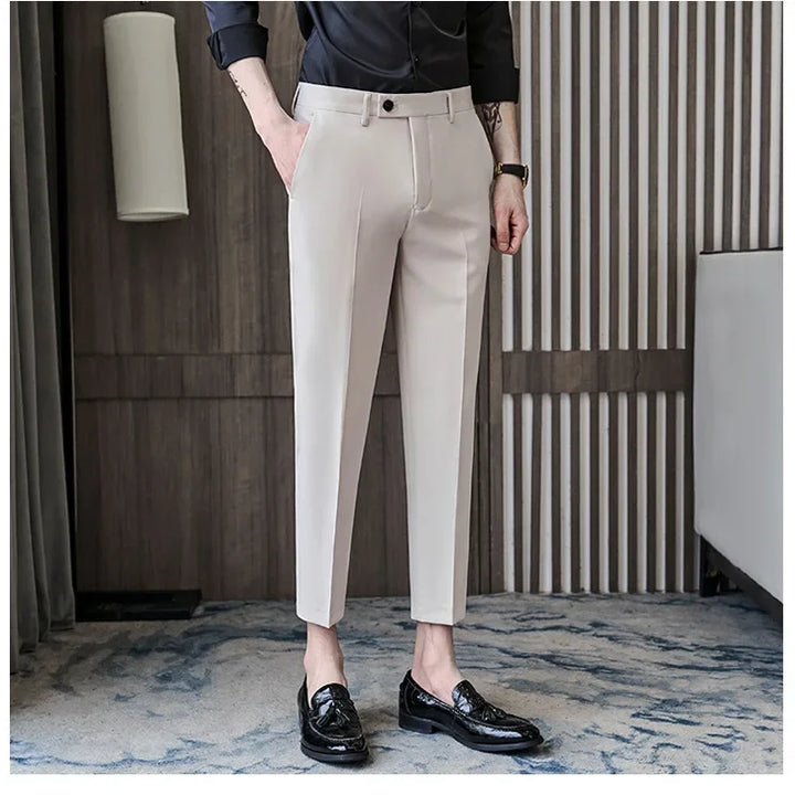 Fashionable Cropped Pants For Men Casual Trendy Spring Autumn New Arrival Small Trousers Draped No Ironing Cone Shaped Pants