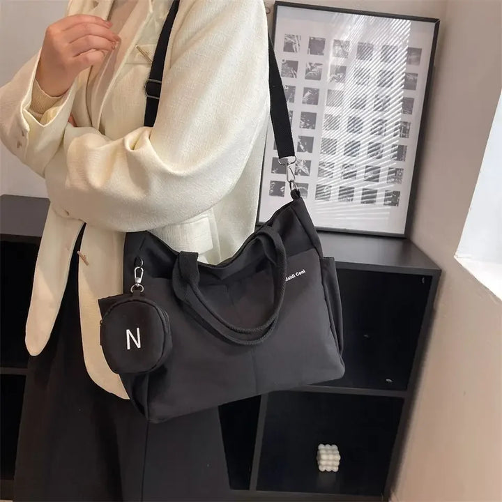 Bolsa mensageiro à prova d'água feminina, bolsa de ombro de nylon para estudantes