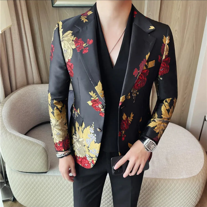 Men's suit jacket is fashionable, cool and versatile. It is a business casual and trendy embroidered suit jacket and suit jacket