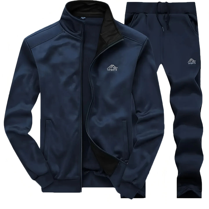 Men's sportswear suit; Autumn fashion stand-upEmbroidered Zipper Jacket; Men's sports pants; fashion running fitness leisure sui